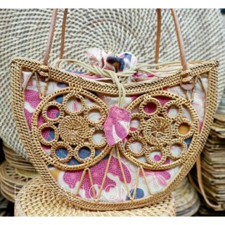 handmade fashion ata grass rattan handwoven balinese fan design